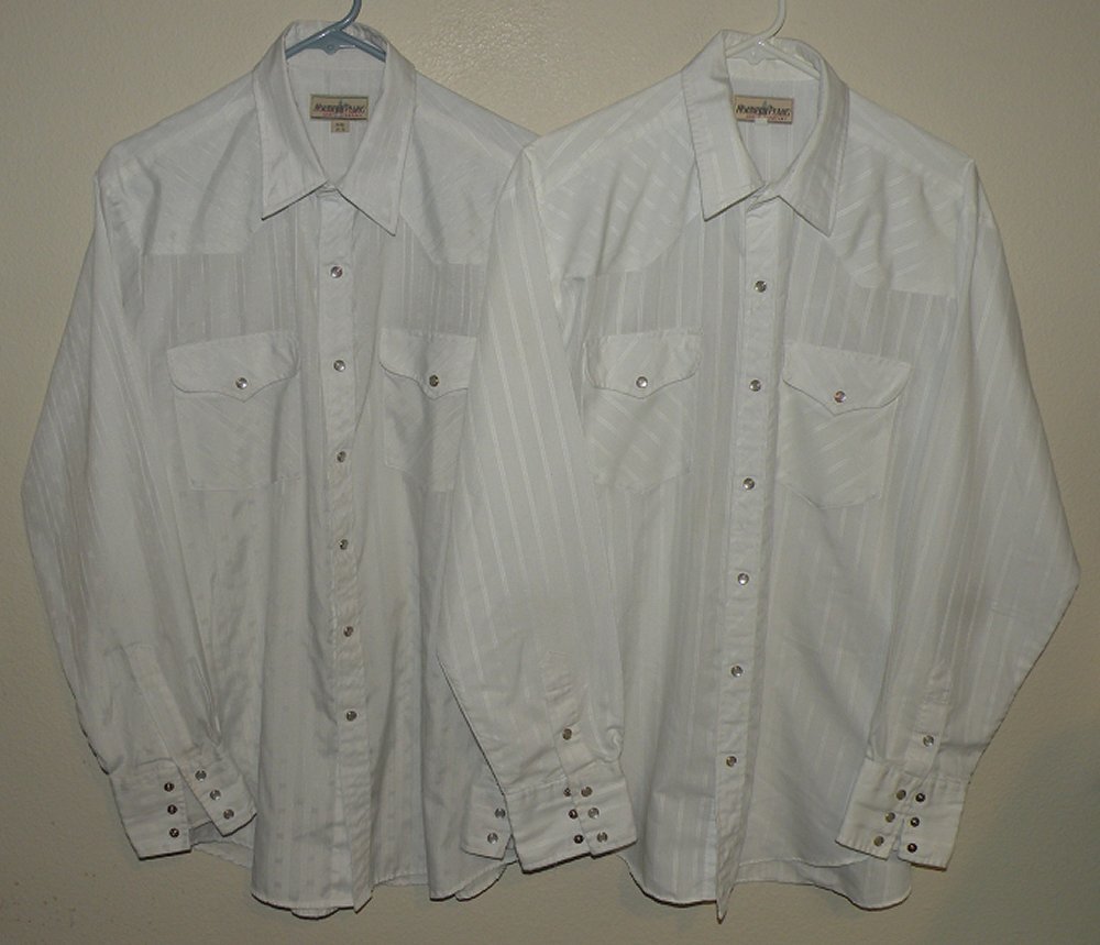 Lot 2 Northern Plains Men’s L LS Western Pearl Snap Shirts White Striped